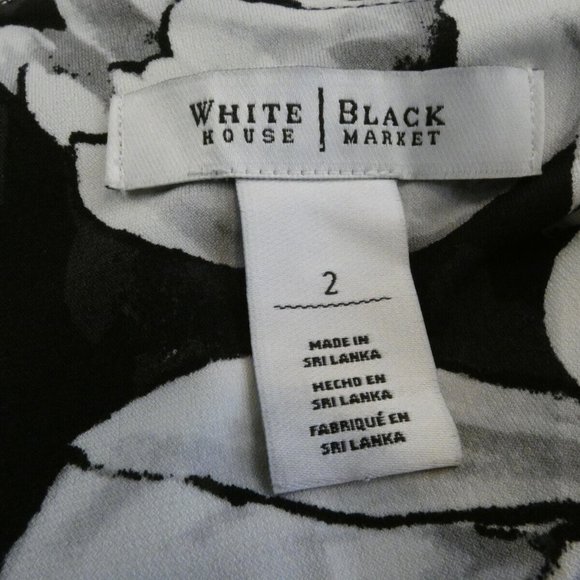 Dress Black White Floral Sheath Career Office Cocktail Party Date Night Size 2 - Picture 8 of 11